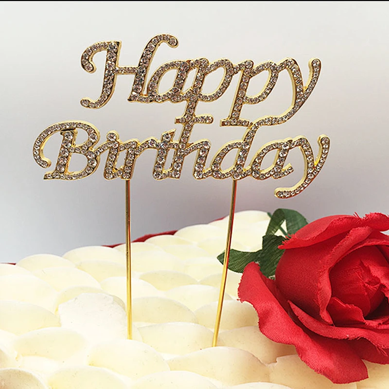 Cumpleanos crystal cake topper for 60th birthday party decorations