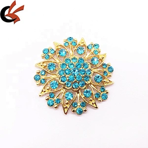 Flower Lapel Pin Alloy Metal Colored Rhinestone Brooches Women Girl Crystal Brooch In Bluk