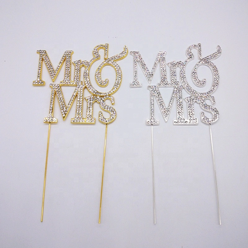Custom glitter rhinestone Mr & Mrs Wedding Cake Topper
