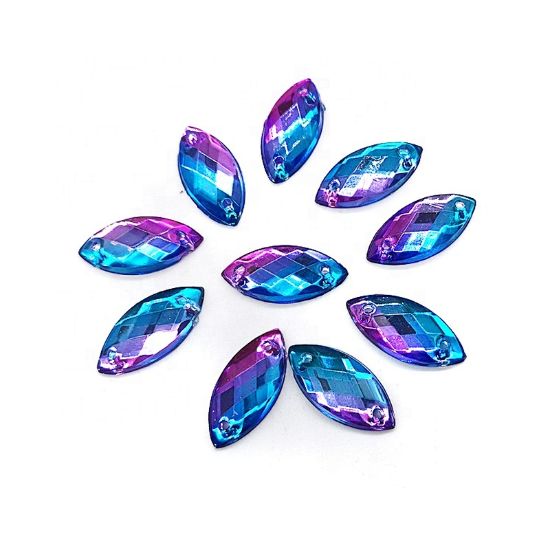 In Stock Flatback embellishments Sew on Gradient Jewelry acrylic stone  for Garment decoration