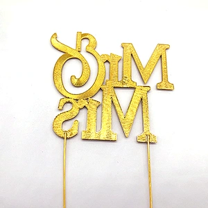 2020 new arrivals wedding decoration gold plating Mr&Mrs style crystal rhinestone cake topper for party