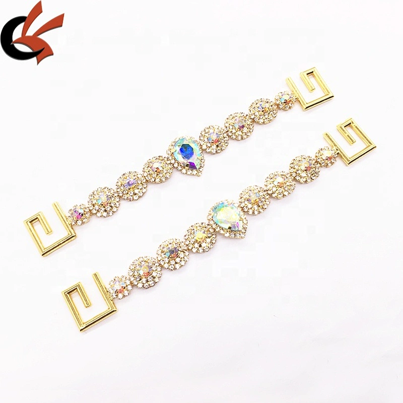 2020 Summer european luxury competition bikini connectors crystal ab rhinestone connectors for swimsuit