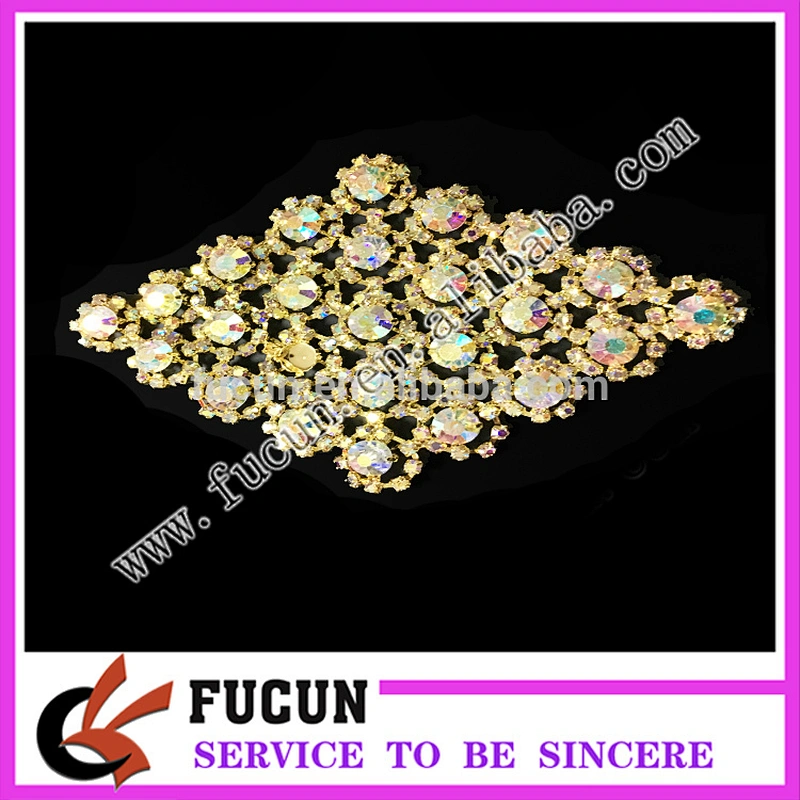 flat back sew on garment crystal rhinestone large brooch applique for women dresses