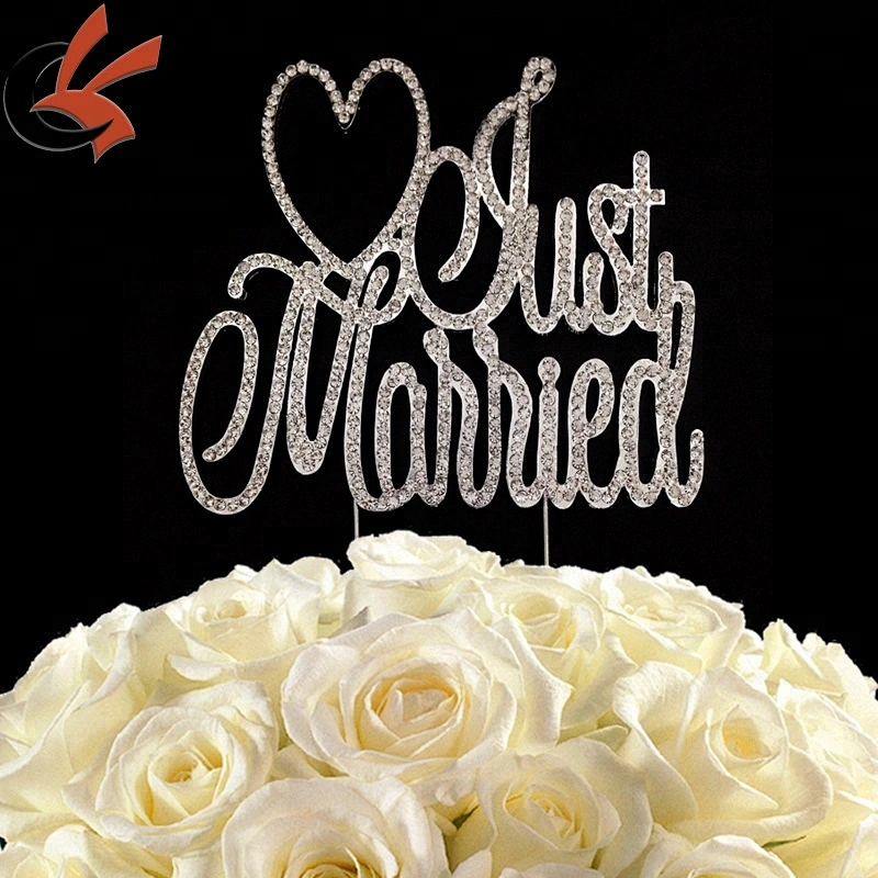 Just Married Wedding cake sign Rhinestone Cake Topper
