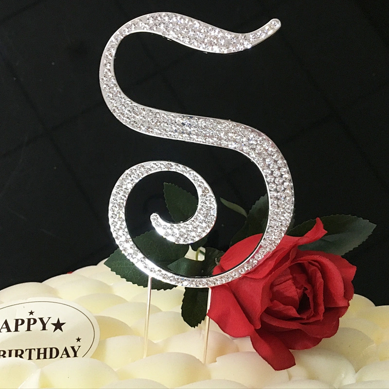 fashion hot sale 12cm silver plating Crystal Rhinestone letter M cake topper