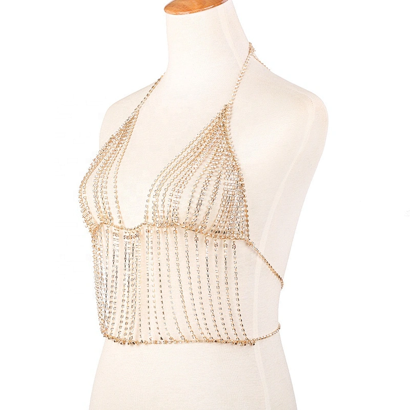 Women Girls Baroque Jeweled Crystal Rhinestone Bezel Diamond Dress Set Tassel Sexy Bra Body Chains