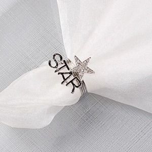 factory custom letter rhinestone star design crystal table napkin ring