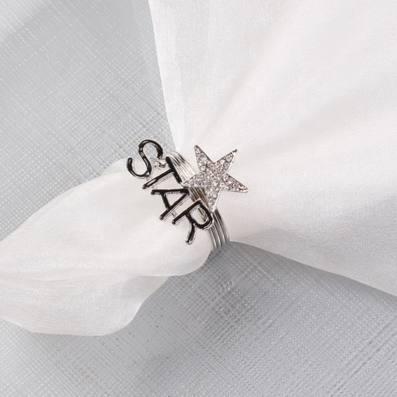 factory custom letter rhinestone star design crystal table napkin ring