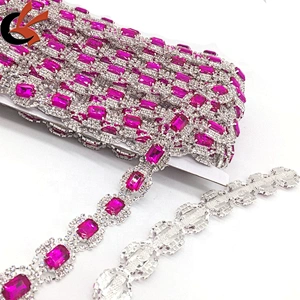Bulk wholesale wedding decorative glass rhinestone silver setting rose crystal lace trim