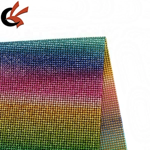 24*40cm gradual change colors glass rhinestone hot fix mesh iron on Strass sheet