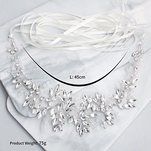Wedding Bridal Dress Handmade Sash Beaded Belt Crystal rhinestone Waist Belt