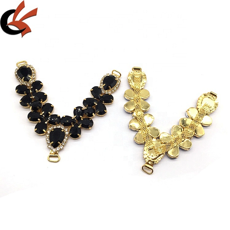 Fancy handmade diamante sew on rhinestone shoe chain buckle acrylic colors bikini connector