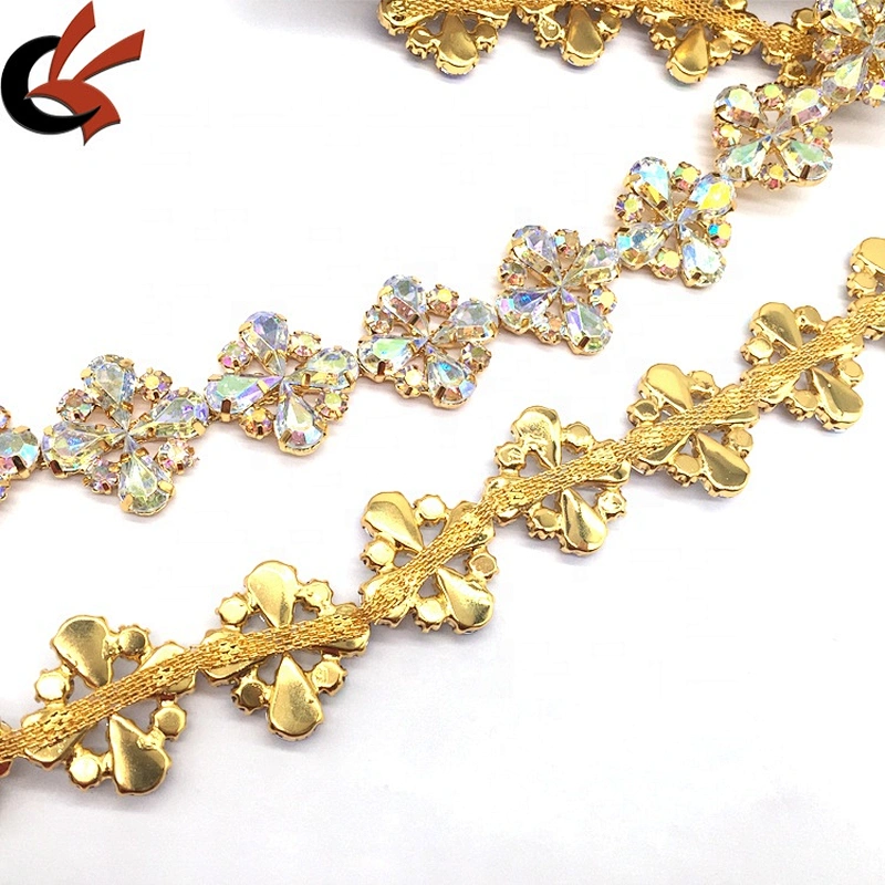 New hot luxury jewelry custom fashion women lace rhinestone acrylic ab crystal trim for clothing