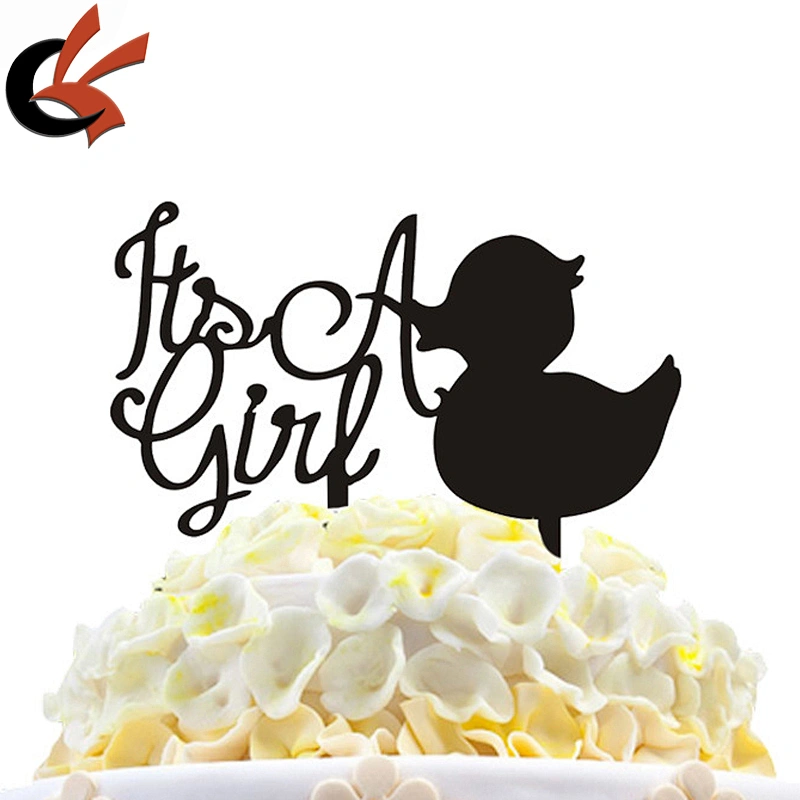 Its A Girl with lovely duck baby shower Acrylic Cake Topper