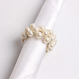 New Wedding Table Decorations Korean Style Pure White Pearl Napkin Circle Garland Beaded Napkin Ring