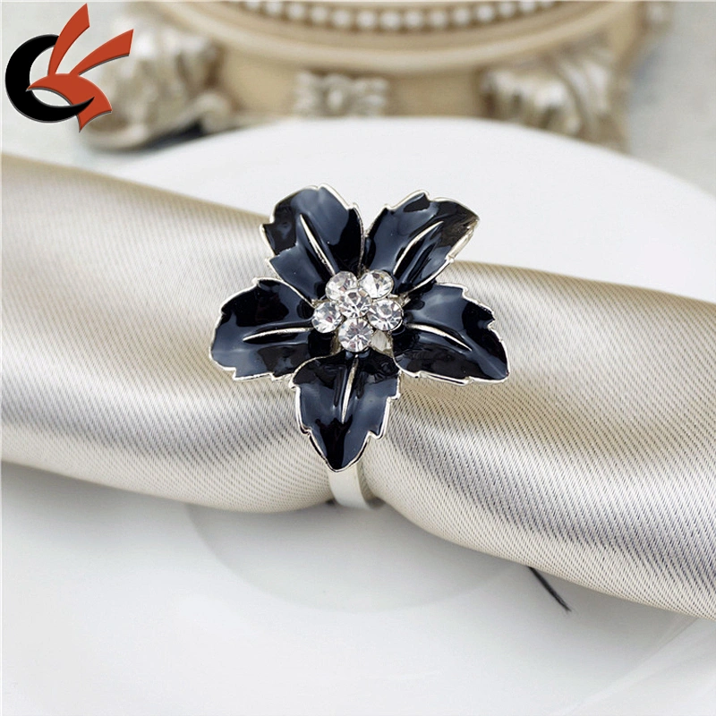 White/Black Crystal Silver Party Table Decoration Napkin Ring Holders