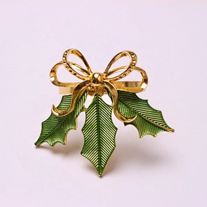 Fashion delicate serviette metal leaf napkin ring for easter Christmas party dinner table decor