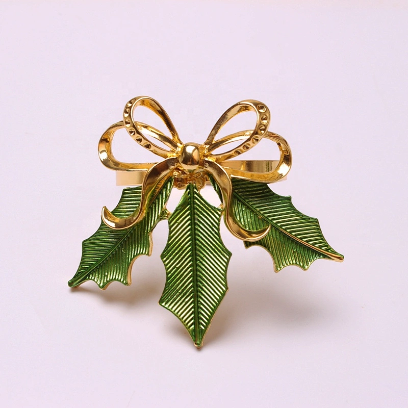 Fashion delicate serviette metal leaf napkin ring for easter Christmas party dinner table decor