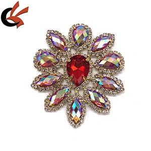 Factory wholesale colorful red AB sew on rhinestone appliques