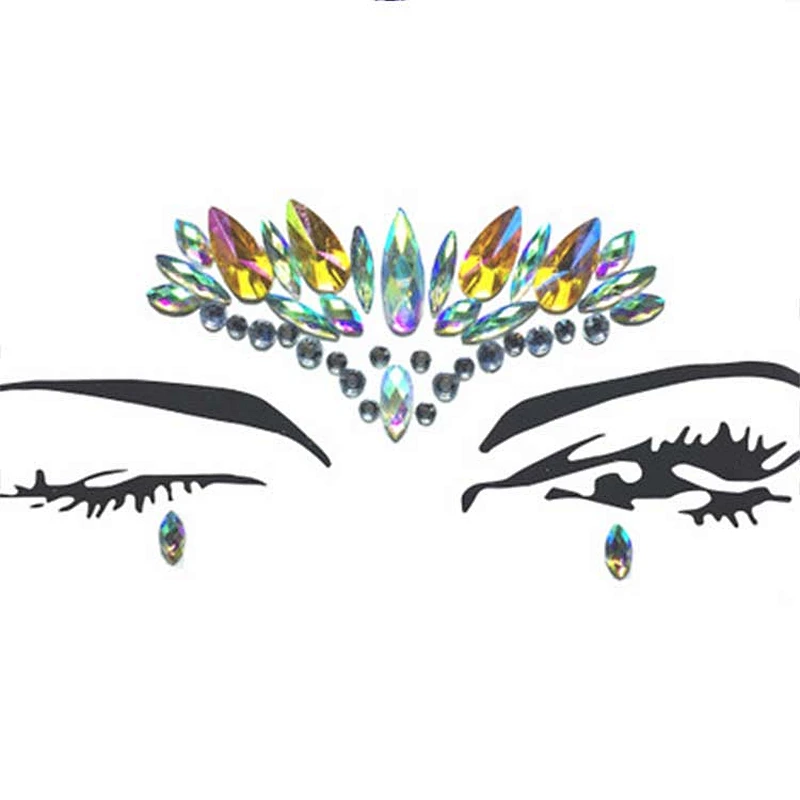 2020 fashion Rhinestone Temporary Tattoo Face Jewels Face Stickers Eyebrow Face Body Jewelry