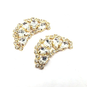 Handmade Flat Back Metal Glass Beads Jewelry Buckle For Garment Accessories
