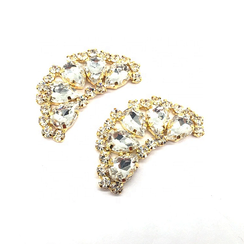 Handmade Flat Back Metal Glass Beads Jewelry Buckle For Garment Accessories