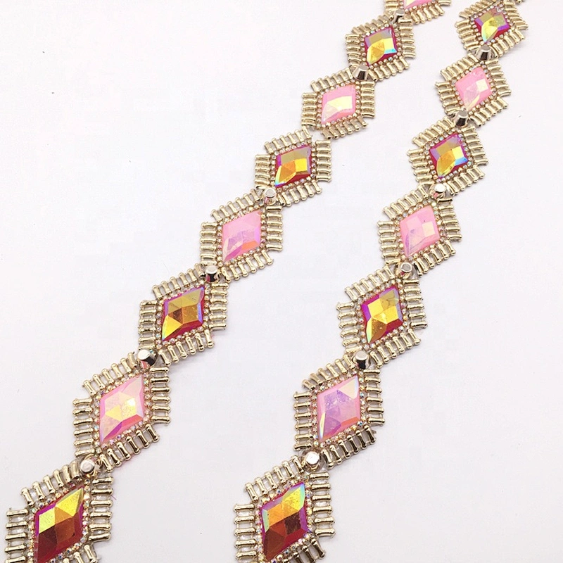 2020 Hot Selling DIY apparel and accessories iron on transfer rhinestone applique chain trims