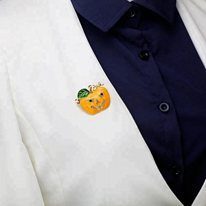 Fall Autumn Burnt Orange Enamel Rhinestone Halloween Pumpkin Pin Brooch
