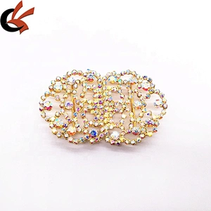 Cheap custom fashion gold and silver shiny ab make rhinestone belt buckle for wedding dress