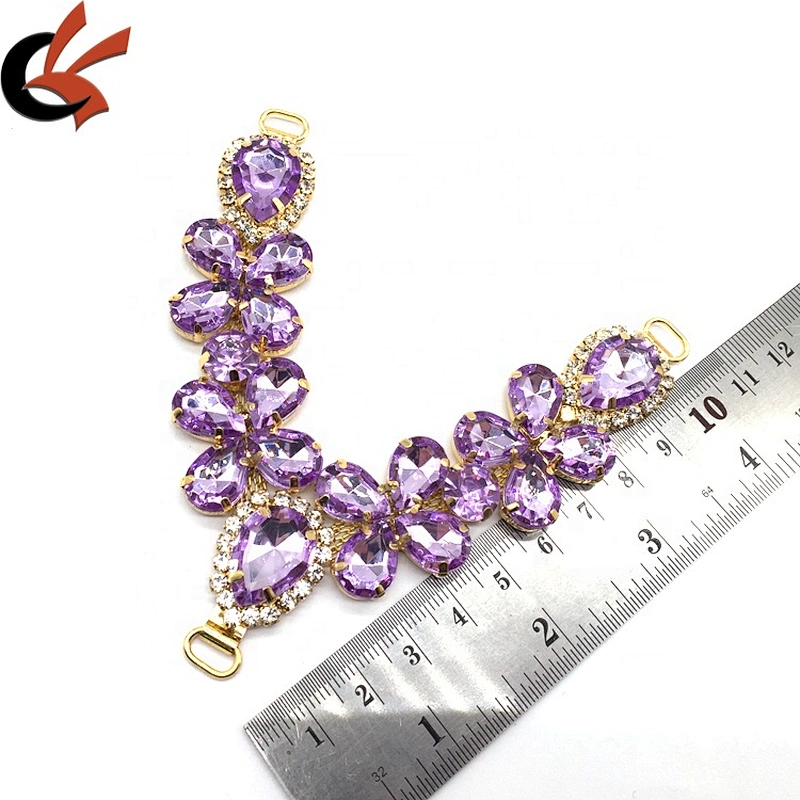 Wholesale new design lady bikini rhinestone accessories metal crystal shoe chain sandal uppers