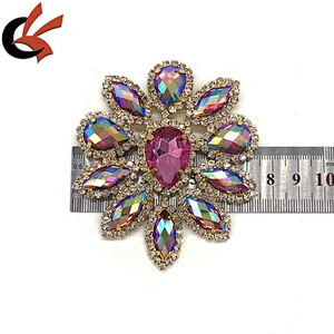 Gorgeous pink AB crystal rhinestone ornament for dress decoration