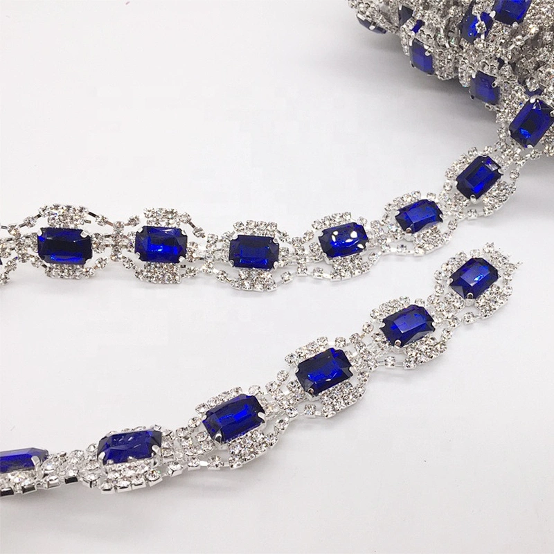High Quality new style royal blue jewelry crystal rhinestone trims for clothing decoration