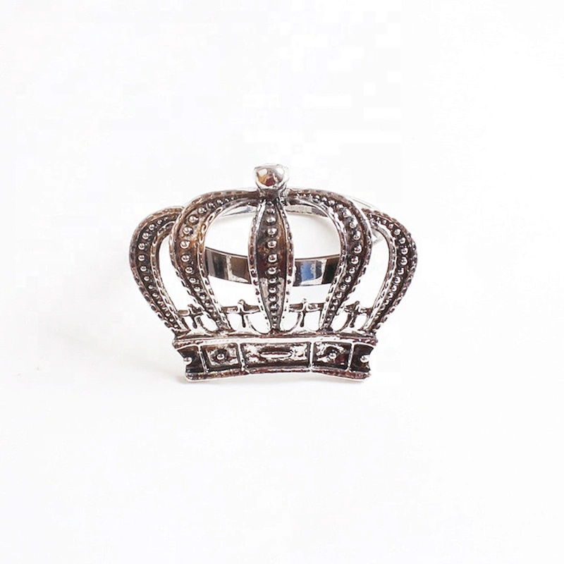 Hot Selling New Design European Standard Wedding Crown Rhinestone Golden Napkin Ring