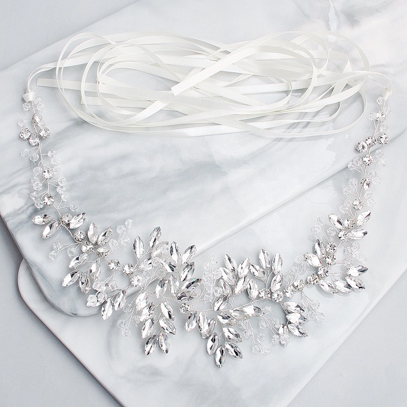 Wedding Bridal Dress Handmade Sash Beaded Belt Crystal rhinestone Waist Belt