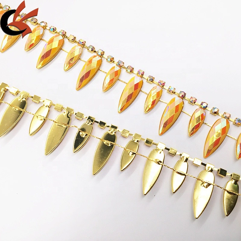 DIY Rhinestone Chain Carnival Costume Applique Sewing Trims AB Resin Rhinestone Trimming for sale