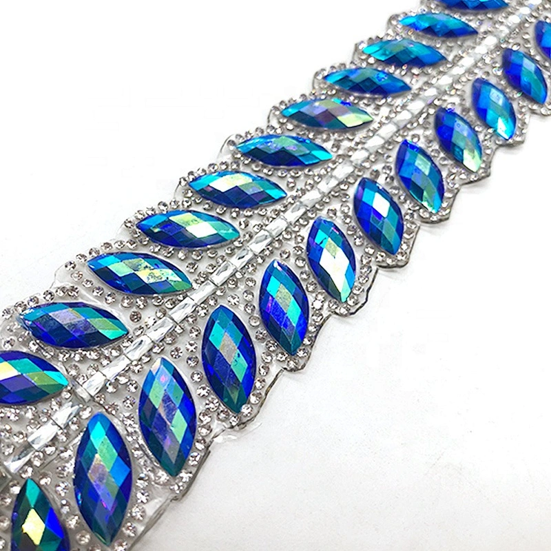 Hot fix Crystal Rhinestone Chain Bridal Crystals Applique Trim Strass Band Resin Crystal Mesh trim