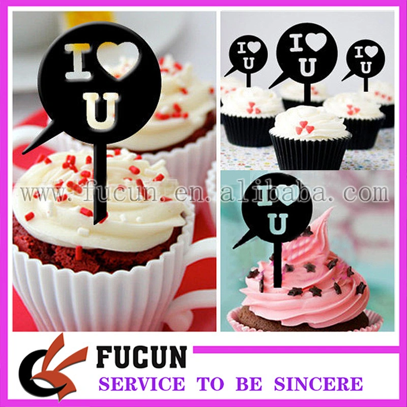 hot sale 8pieces one set I Love Y mini acrylic cupCake Topper