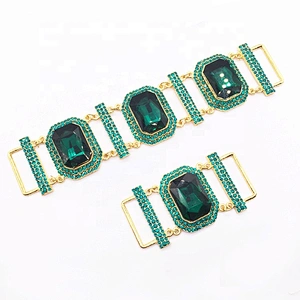 Wholesale Custom Vintage Green Color Gold Plated Crystal Rhinestone Pave Bikini Connector