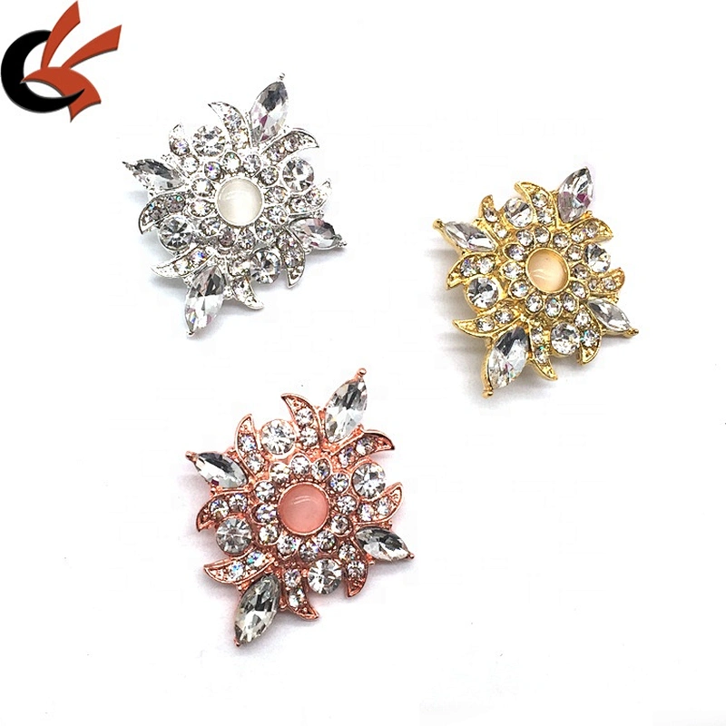 Customize Unique Rhinestone Crystal Buttons with Metal Loop Round Buttons for Sewing Garment Collar