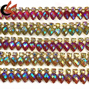 Wholesale unique styles various color to choose bling crystal chain rhinestone trimming