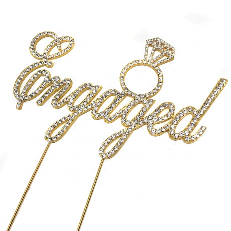 2020 Diamond Crystal Rhinestone Monogram Engaged Cake Topper