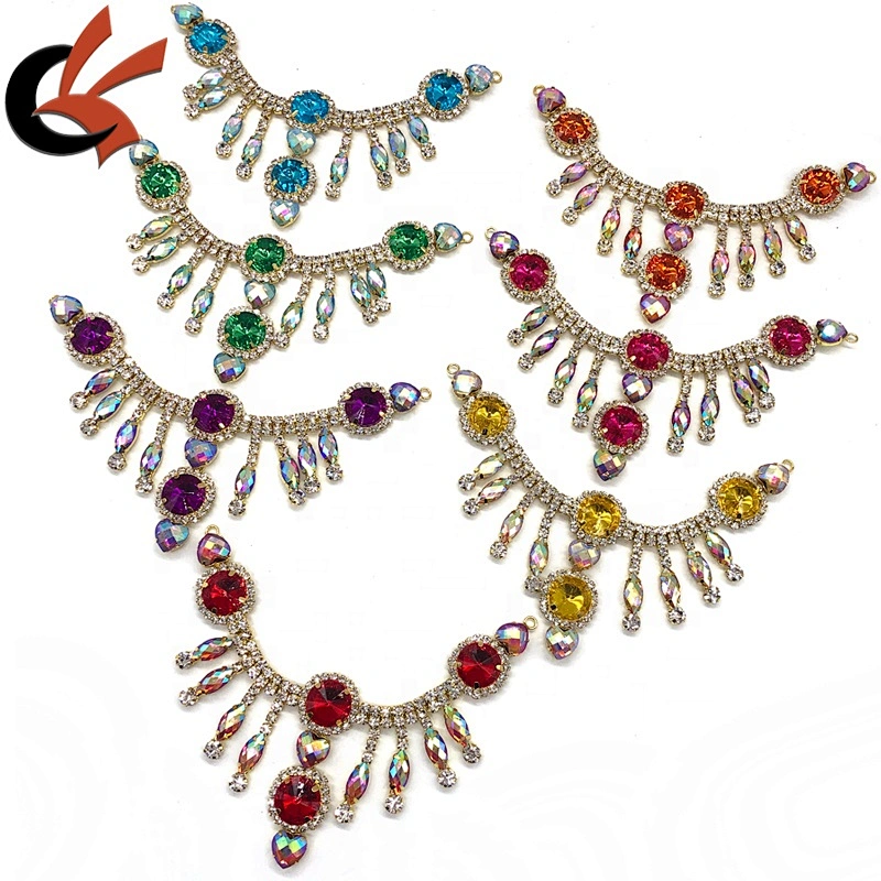 Sparkling crystal rhinestone tassel bikini connectors applique swimwear decorative