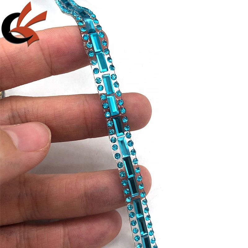 Costume edge decoration heat transfer iron on rhinestone beaded ribbon tape