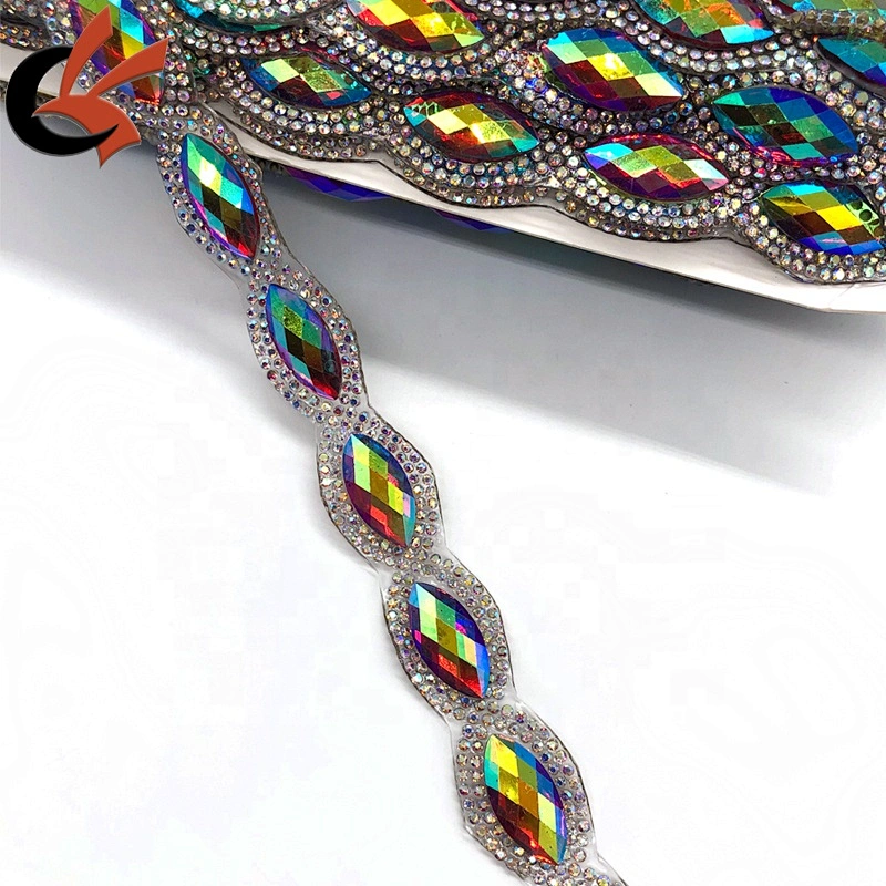 Sparkling Red AB eyes shape resin rhinestone heat transfer trimming iron on tape