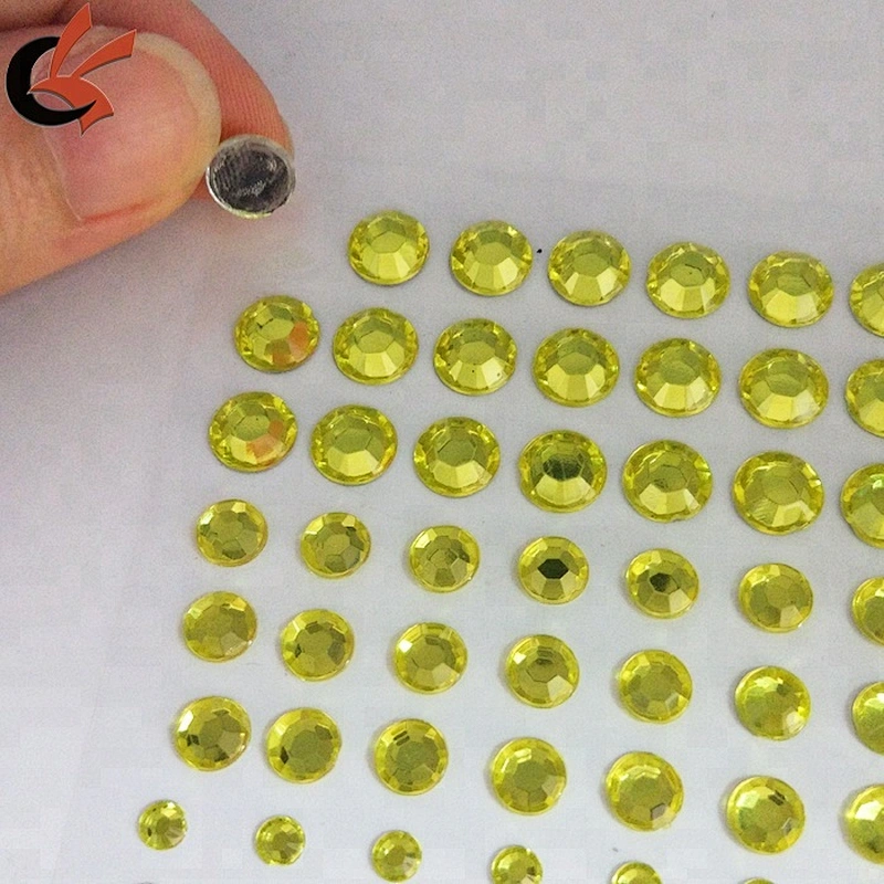 wholesale three size round adhesive gems decorative crystal acrylic sticker