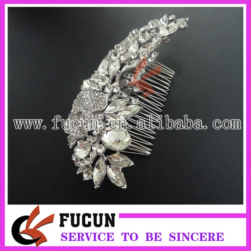 High quality wedding bridal hair accessories rhinestone fancy wedding crystal hair combs