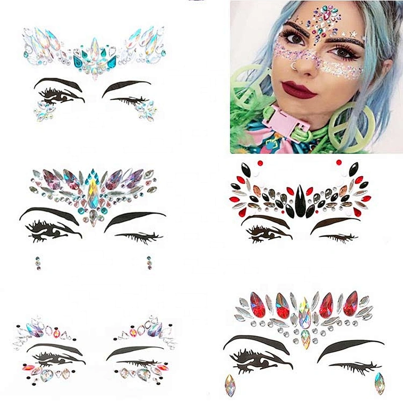 Custom DIY Design Tattoo Craft Body Jewels Stickers Eye Jewels Face Crystal Sticker