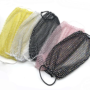 Bling Rhinestone Crystal Face Mouth Mask Glitter Face Veil Club Prom Party Deco