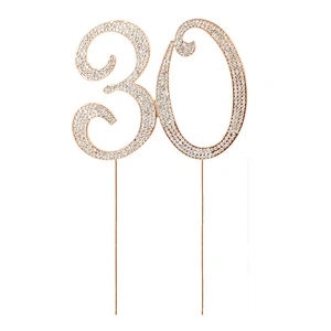 4.7inch birthday anniversary rhinestone number cake toppers wholesale NUMBER 20 30 40 50 60 70 80 90 100