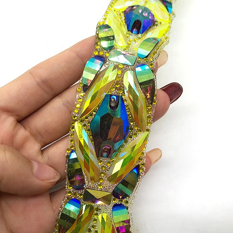 Sewing Strass Crystal Motif trimming  Hot Fix Rhinestone Tape Applicator Ribbon With Rhinestones Iron On Appliques For Dresses